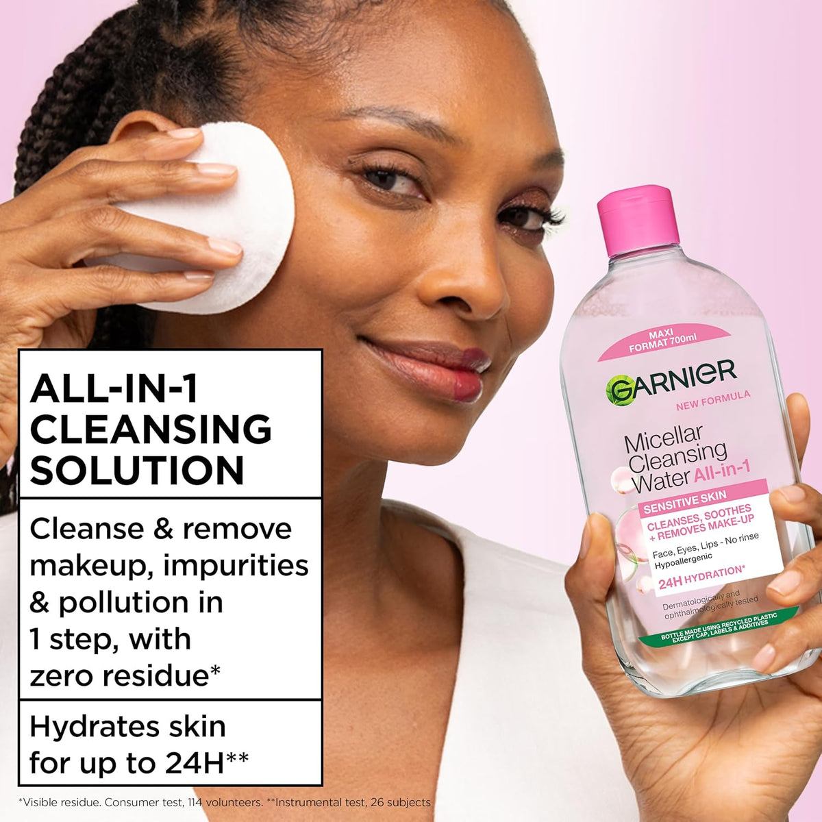 Garnier Micellar Water 700ml, All-in-One Face Cleanser & Makeup Remover — photo 3